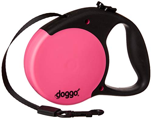 Doggo Everyday Retractable Dog Lead With Soft Grip Handle, Pink, Small | Doggo