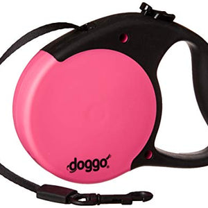 Doggo Everyday Retractable Dog Lead With Soft Grip Handle, Pink, Small | Doggo