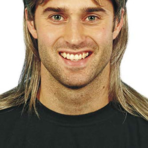 Smiffys Mullet Wig with Blonde Highlights - Brown