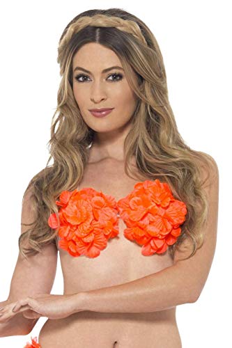 Smiffys Women's Hawaiian Flowered Bra (Neon Orange)