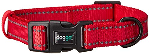 Doggo Reflective Everyday Nylon Dog Collar, Red, Medium | Doggo