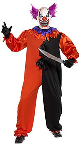Smiffys Adult men's Cirque Sinister Scary Bo Bo the Clown Costume, Jumpsuit and Mask, Cirque Sinister, Halloween, Size XL, 33474