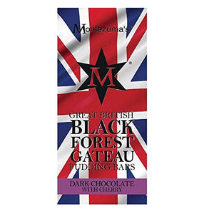 Montezuma's Great British Black Forest Gateau Pudding Bars Dark Chocolate with Cherry, 100 g