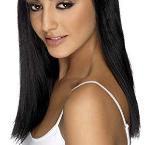 Smiffys Women's Long and Straight Black Wig with Bangs, One Size, Glamourama Wig, 42153