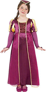 Smiffys Children's Tudor Girl Costume, Dress and Headpiece, Colour: Purple, Size: L, 38649