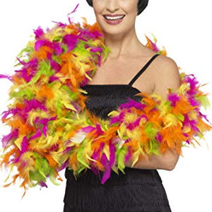 Smiffys 45133 Deluxe Boa, Mixed Neon, Multi-colour, One Size