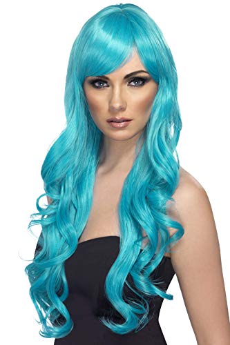Smiffys Desire Curly Wig with Fringe - Aqua, Long