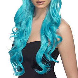 Smiffys Desire Curly Wig with Fringe - Aqua, Long