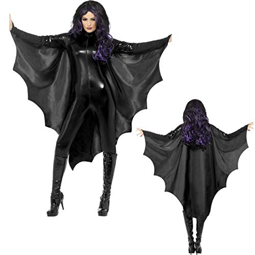 Smiffys Vampire Bat Wings with High Collar - Black