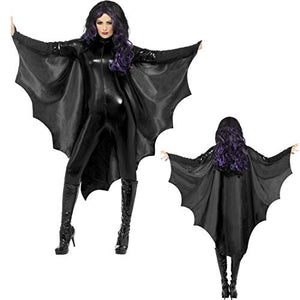 Smiffys Vampire Bat Wings with High Collar - Black