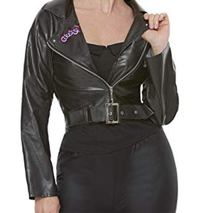 Smiffys 52346L Officially Licensed Grease T-Birds Jacket, Women, Black, L - UK Size 16-18