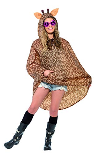 Smiffys Adult Unisex Giraffe Party Poncho, Drawstring Bag, Party Ponchos, Serious Fun, One Size, 43894