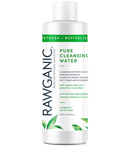 RAWGANIC Refreshing Cleansing Water | Gentle Hypoallergenic Organic Micellar Water | with Aloe, Cucumber & Green Tea | 200ml bottle