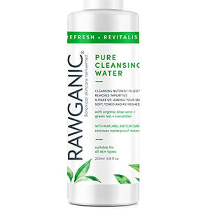 RAWGANIC Refreshing Cleansing Water | Gentle Hypoallergenic Organic Micellar Water | with Aloe, Cucumber & Green Tea | 200ml bottle