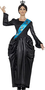 Smiffys Adult Women's Queen Victoria Deluxe Costume, Dress, Attached Sash and Headpiece, Tales of Old England, Serious Fun, Size M, 43429