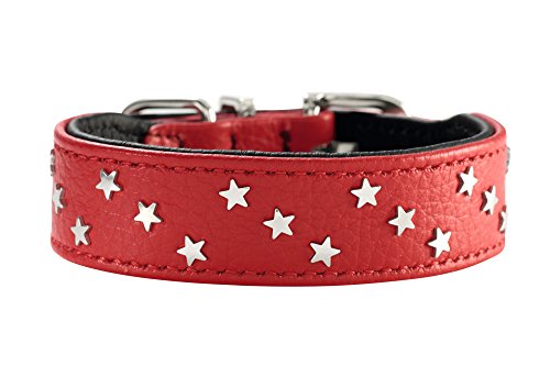 Collar Capri Mini Stars, 32 Red/Black, Leather | Hunter