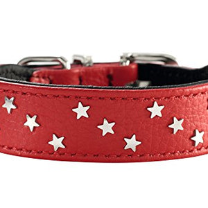 Collar Capri Mini Stars, 37 Red/Black, Leather | Hunter