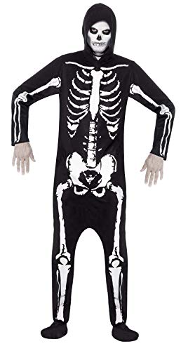 Smiffys Adult men's Skeleton Costume, Hooded All in One, Legends of Evil, Halloween, Size M, 25237