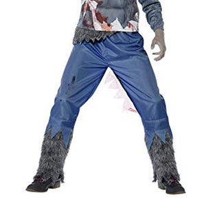 Smiffys Tween Boy's Deluxe Wolf Warrior Costume, Hooded Top and Trousers, Serious Fun, Colour: Grey and Blue, Size Tween, 44296