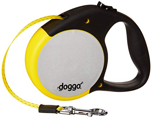 Doggo Reflective Retractable Dog Lead, Neon Yellow, Medium | Doggo