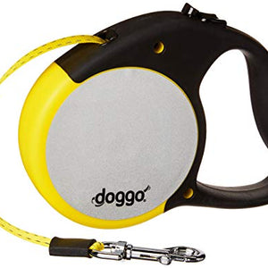 Doggo Reflective Retractable Dog Lead, Neon Yellow, Medium | Doggo