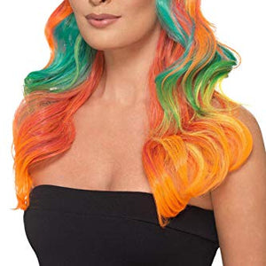 Smiffy's 48911 Fashion Rainbow Wig, Wavy, Long, Womens, Multi-Colour, One Size
