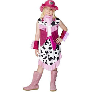 Smiffys Children's Rodeo Girl Costume, Skirt, Waistcoat, Scarf, Hat, Cuffs & Gun Holster, Size: S, Color: Pink, 28941