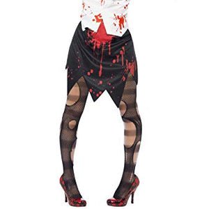 Smiffys Women's Zombie Policewoman Costume, Skirt, Shirt with Tie & Hat, Size: L, Colour: White and Black, 38881