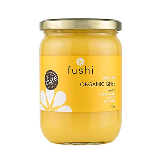 Fushi Organic Ghee 420g – Organic Certified | English Ghee | Vegetarian, Clarified Pure Ayurveda Grass Fed Butter | Ghee Butter from Free Range Grass Fed Cows | Healthy Cooking, Nutrition