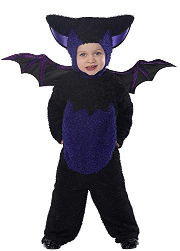 Smiffys Toddler's Bat Costume, All in One Jumpsuit with Hood & Wings, Size:T2, Colour: Black, 32835