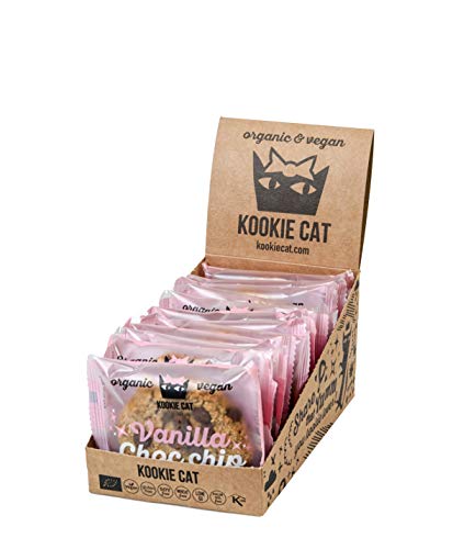 Kookie Cat Vanilla Choc Chip Individually Wrapped Vegan Cookies, Gluten Free, Soy Free, Bio and Organic, Cashew & Oat - 12 X 50gr Multipack