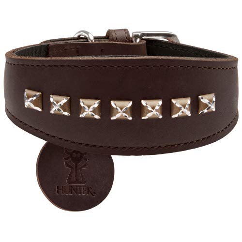 Greyhound Collar Larvik Style, 52 Soft Genuine Cow Leather, Dark Brown/Black | Hunter