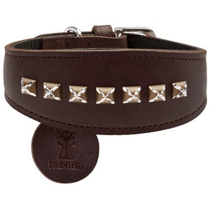 Greyhound Collar Larvik Style, 42 Soft Genuine Cow Leather, Dark Brown/Black | Hunter