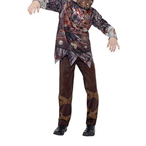 Smiffys Children's Deluxe Zombie Viking Costume, Top, Trousers, Beard, Hat & Sublimation Print, Size: M, Colour: Multi, 45621