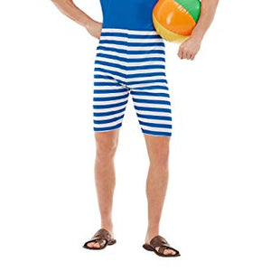 Smiffys 50726M 20s Bathing Suit Costume, Men, Blue & White, M - Size 38"-40"