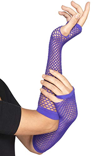 Smiffys Unisex Long Fishnet Gloves (Purple)