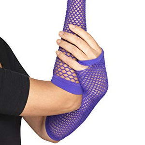 Smiffys Unisex Long Fishnet Gloves (Purple)