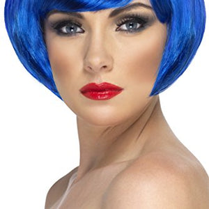 Smiffys Babe Bob Wig with Fringe - Blue