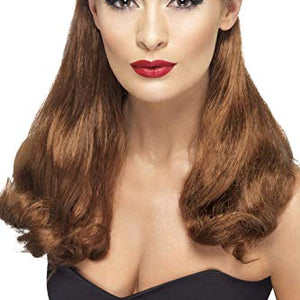Smiffys 40's Vintage Wig Auburn Long with Top Curls, One size