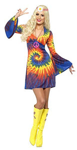Smiffys, Ladies' 60s Schnurbatik Costume, Dress, Hippie, Size: S (8-10) , 20741