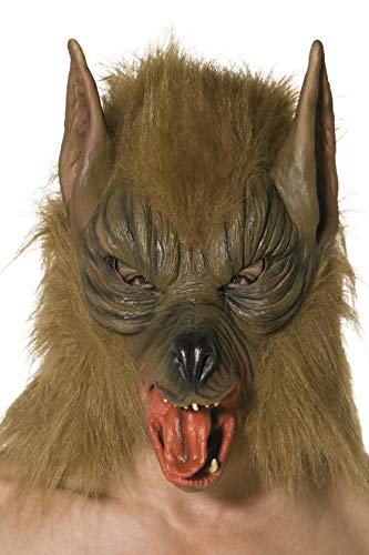 Smiffys Wolf Mask, Overhead with Fur - Brown