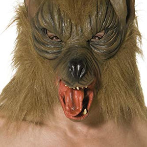 Smiffys Wolf Mask, Overhead with Fur - Brown