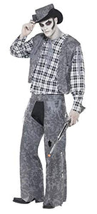 Smiffys Men's Ghost Town Cowboy Costume, Hat, Neck Tie, Waistcoat, Ghost Town, Top and Trousers, Size:M, Colour: Grey, 11224