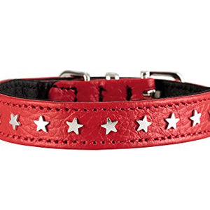 Collar Capri Mini Stars, 27 Red/Black, Leather | Hunter