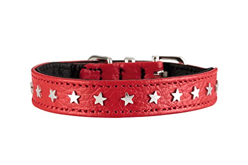 Collar Capri Mini Stars, 30 Red/Black, Leather | Hunter