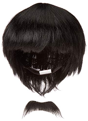 Smiffys 70's Mersey Wig and Tash - Black