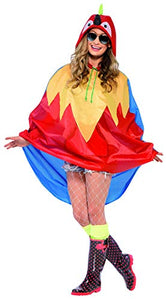 Smiffys Adult Unisex Parrot Party Poncho, One Size, Color: Red,