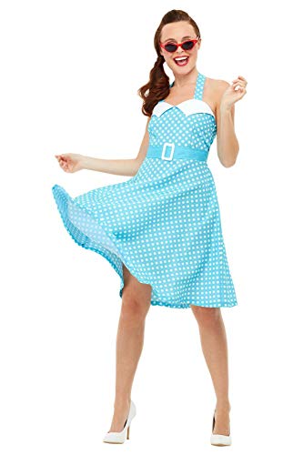 Smiffys 47785S 50s Pin Up Costume, Women, Blue, S - UK Size 08-10