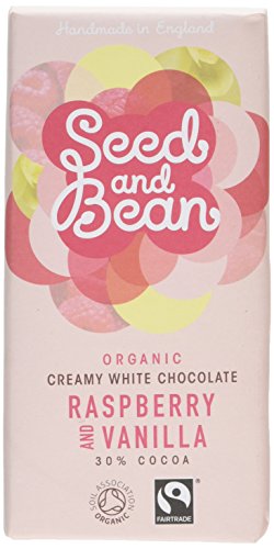 Seed and Bean Raspberry and Vanilla White Bar 85 g (Pack of 8)