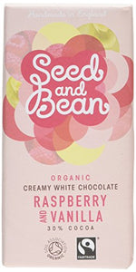Seed and Bean Raspberry and Vanilla White Bar 85 g (Pack of 8)